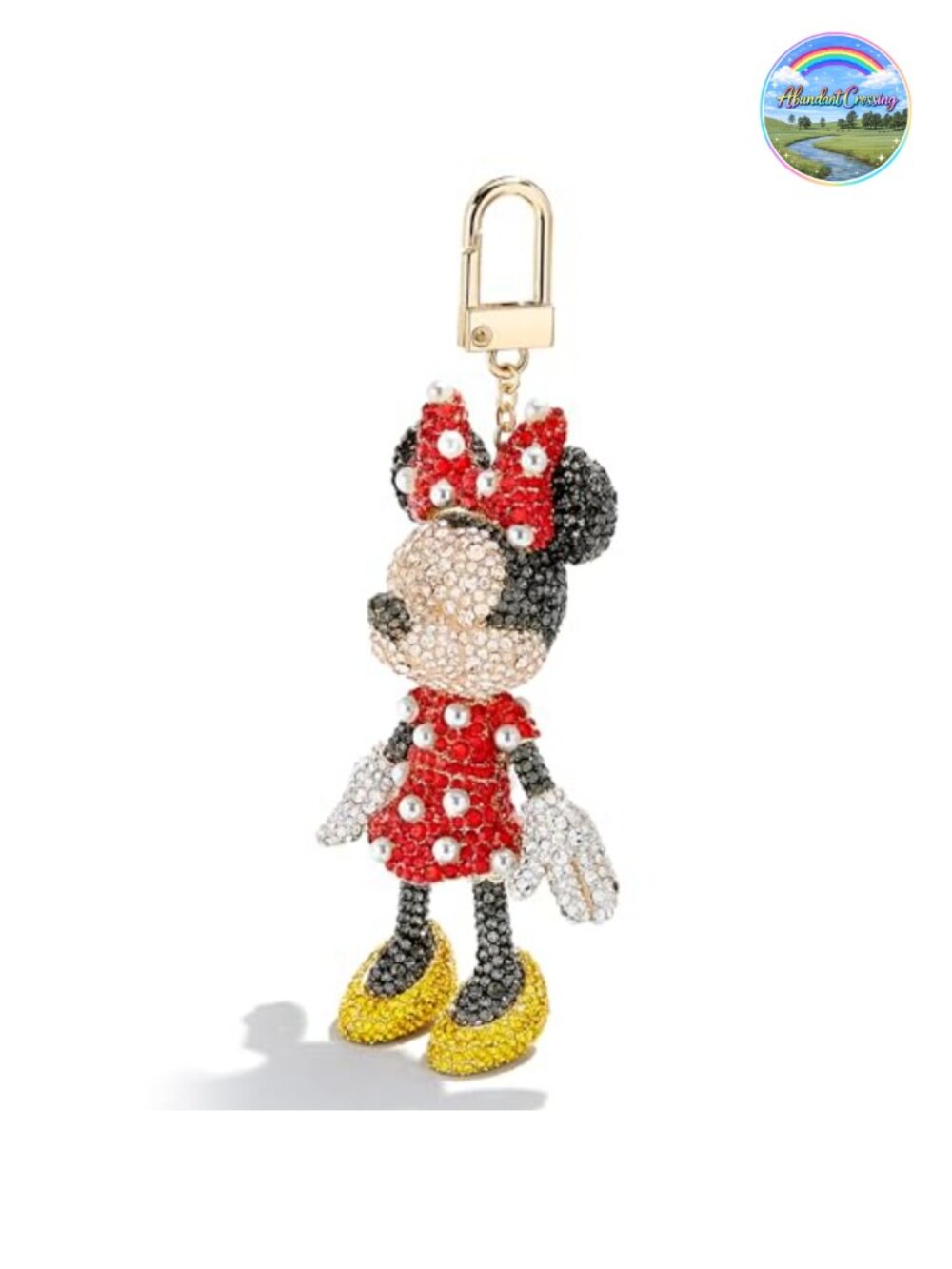 Disney Minnie Mouse Bag Charm Keychain with Crystals Pearls